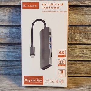 6in1 USB Hub Type C to 4K HDMI Video Adapter Mulitport Converter